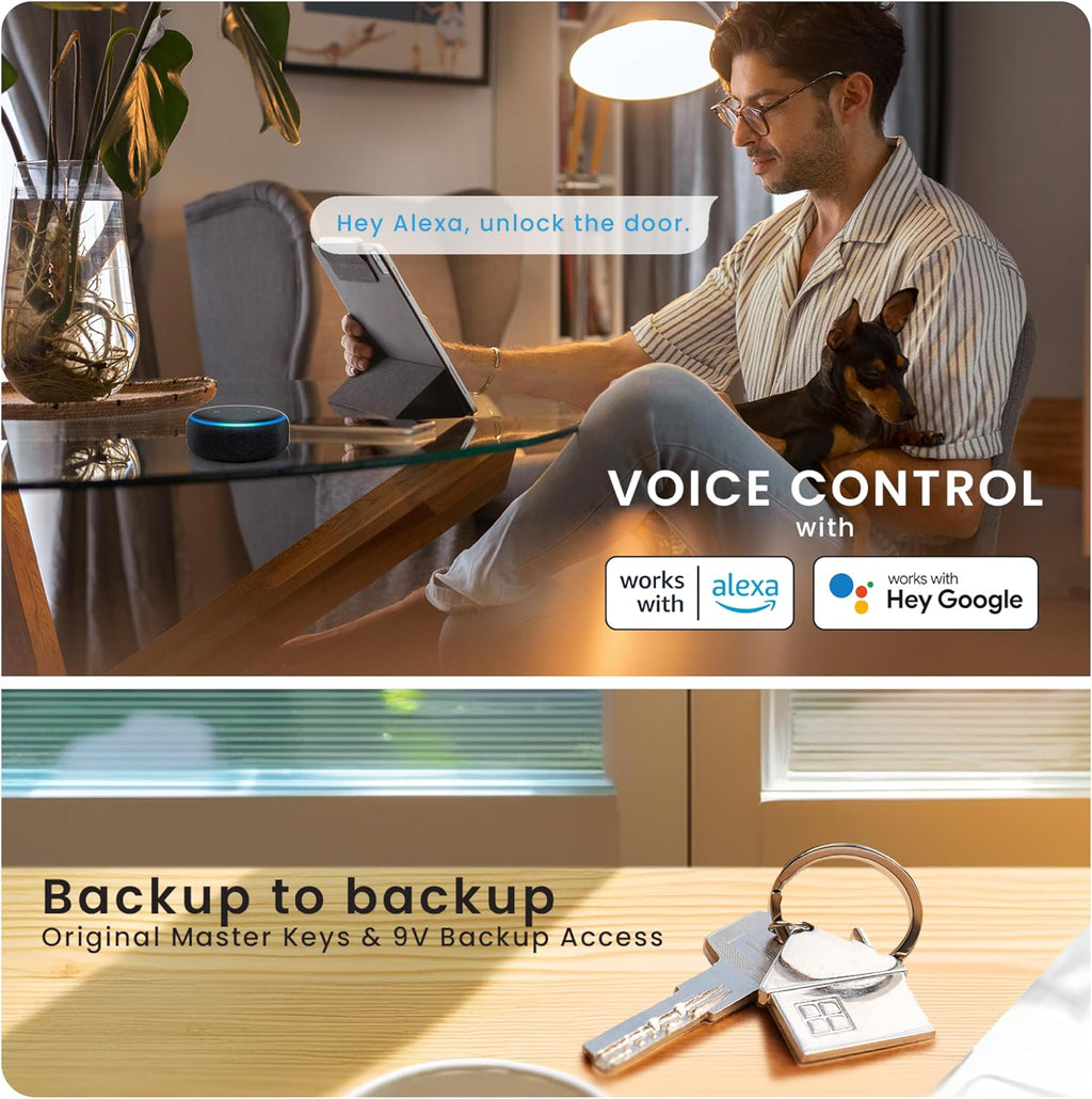 Lockly Vision Smart Lock with HD Video Doorbell, Fingerprint Door Lock for Front Door, Touchscreen Keypad, App Control, Auto Lock, No Monthly Fee - Brushed Gold