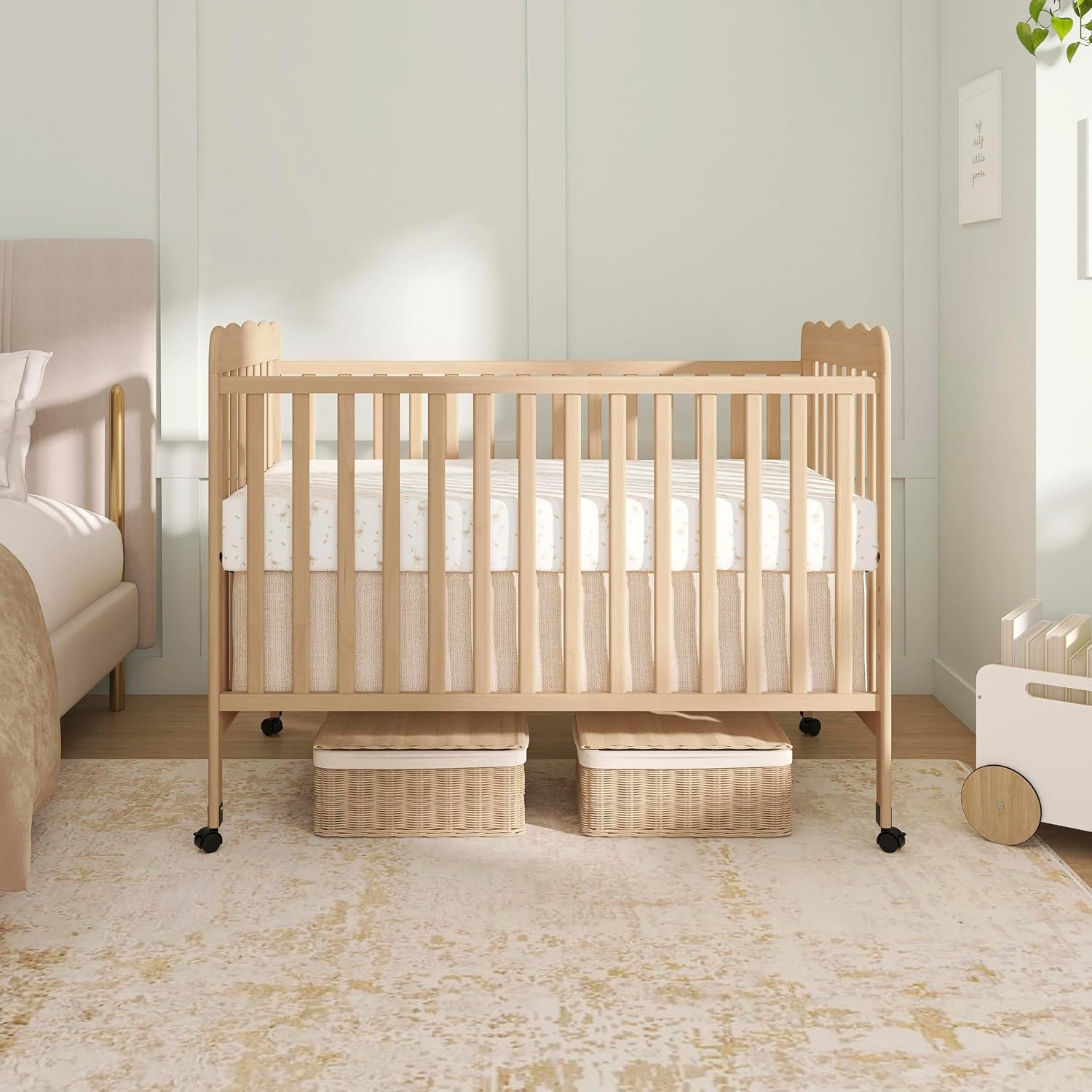 Dream On Me Carson Classic 3-in-1 Convertible Full-Size Baby Crib in Barnwood Natural, GreenGuard Gold & BSA, 4 Mattress Heights, Converts to Day & Toddler Bed, Locking Wheels, Classic Nursery Design