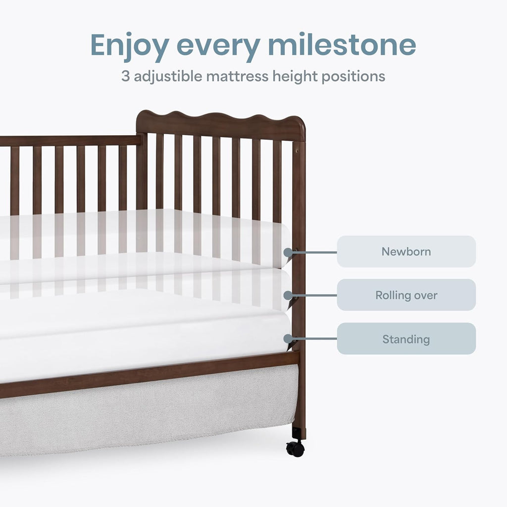 Dream On Me Carson Classic 3-in-1 Convertible Full-Size Baby Crib in Smokey Oak, GreenGuard Gold & BSA, 4 Mattress Heights, Converts to Day & Toddler Bed, Locking Wheels, Classic Nursery Design
