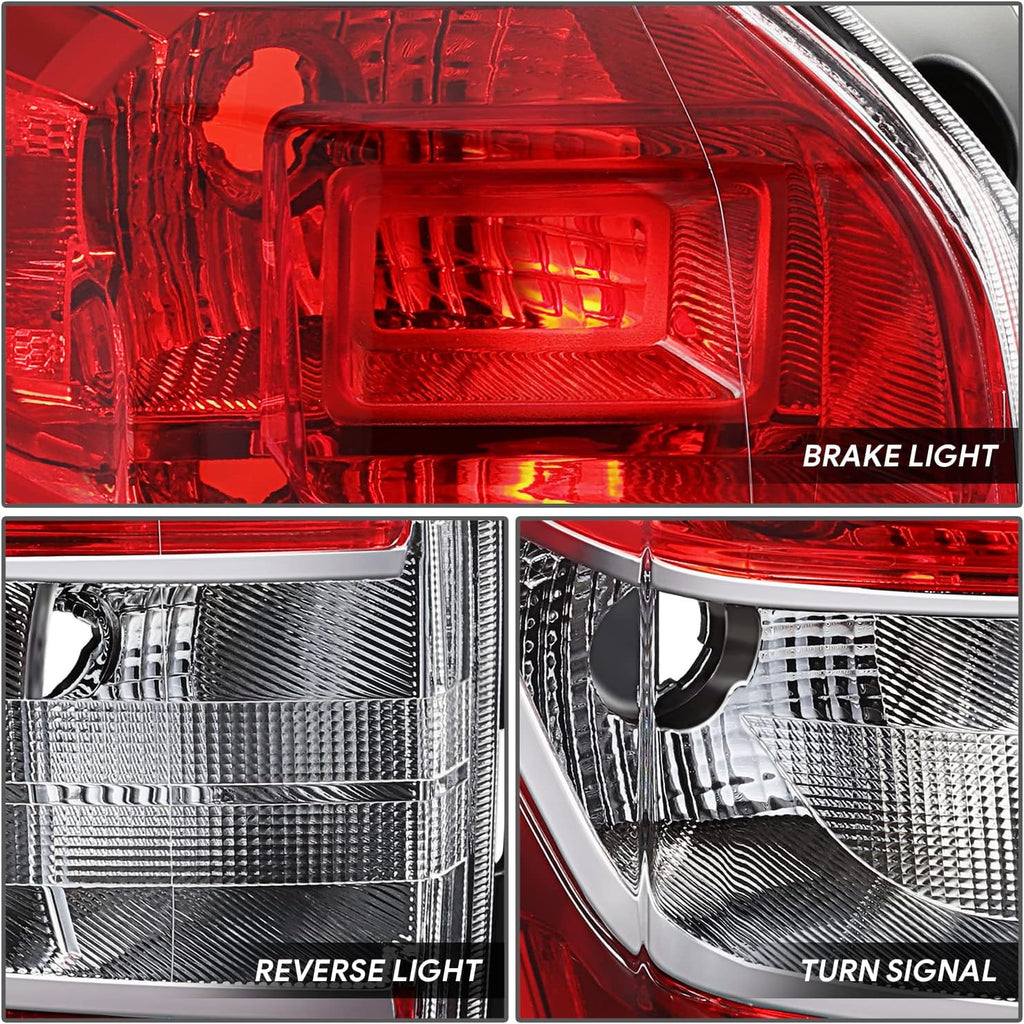 DNA MOTORING Left OE Style Tail Light Compatible with 14-16 Subaru Forester, Red/Clear Lens, OEM-TL-002-L