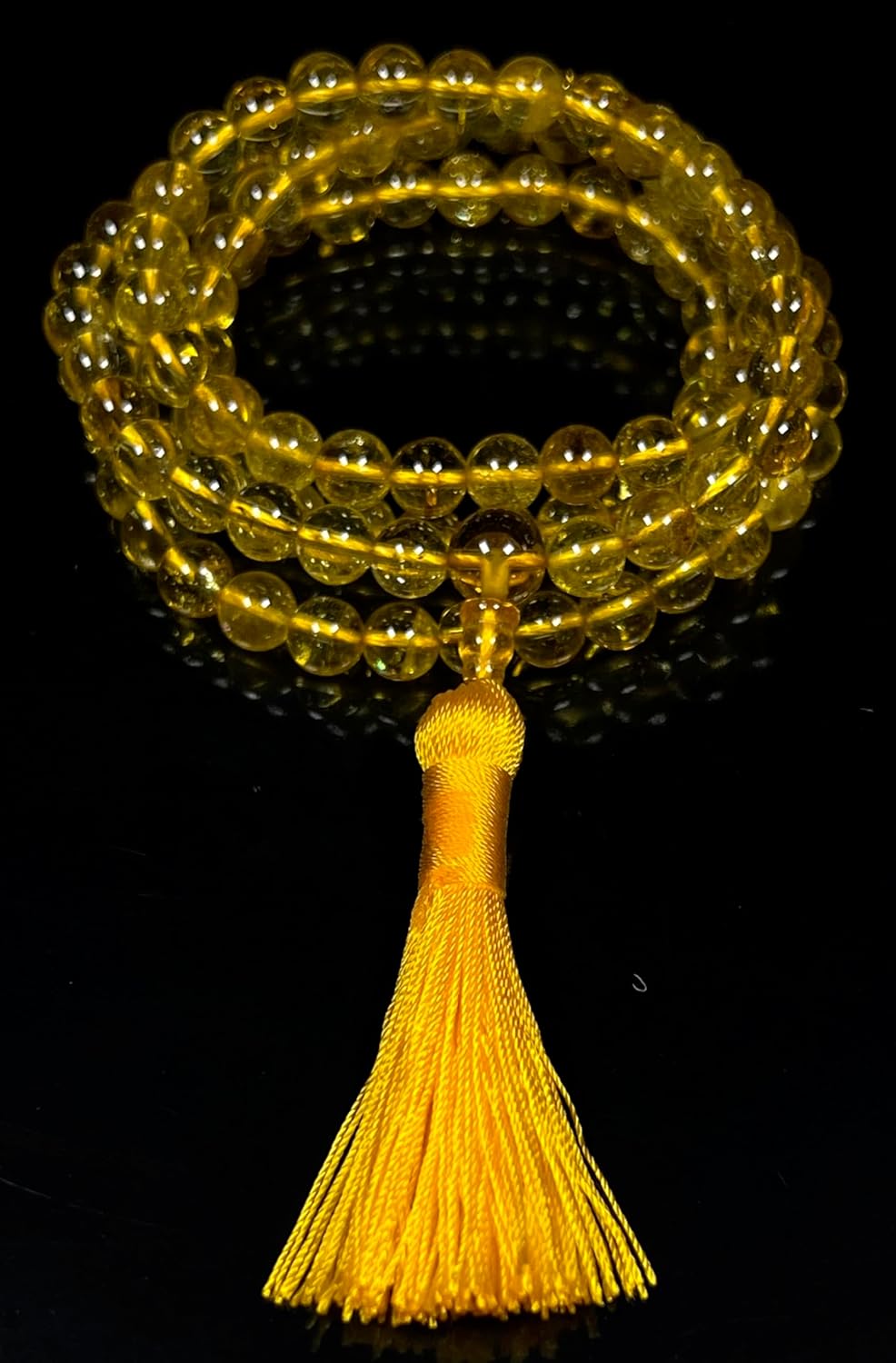 AAA Citrine Mala Necklace – 8mm 108 Beads – Solar Energy
