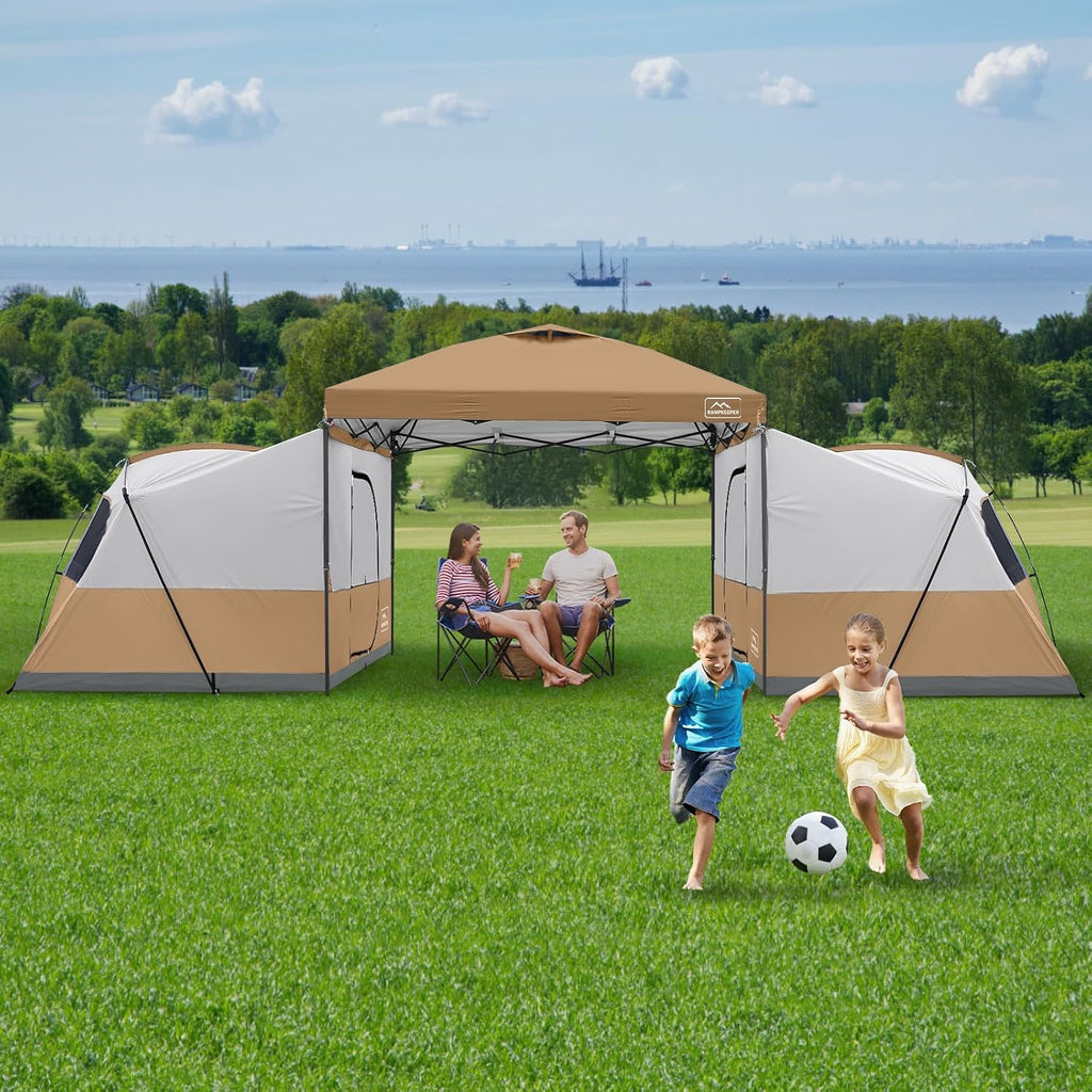 KAMPKEEPER Canopy Side Tent,4-6 Person Camping Cube Tent for 10x10 Pop Up Canopies,Easy Up Gazebo with Window,Compatible with 10' Wide Canopy Tents