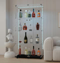 Modern Glass Display Cabinet 4-Shelf with LED Light, Lock and Wheels, 2 Door Curio Cabinets, Tempered Glass Collection Display Showcase for Living Room Home Office,30.9x13.5x65 H,Black