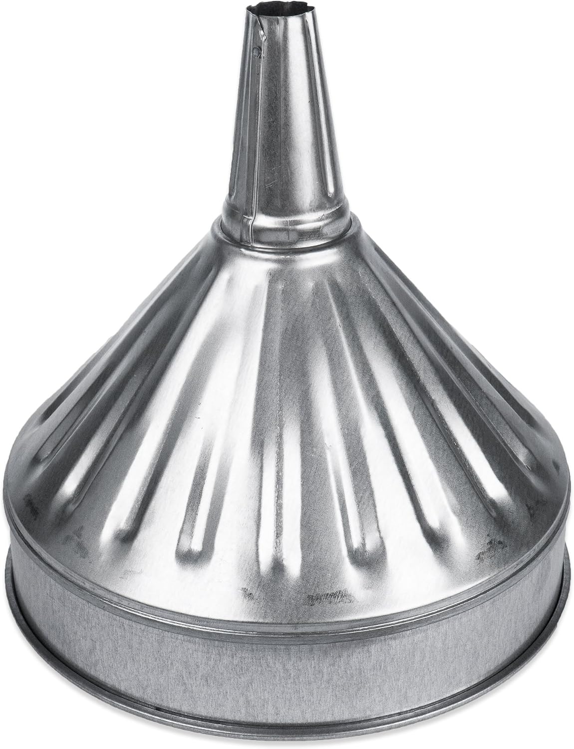 WirthCo 94479 Funnel King 6 quart, 10' Center Spout Funnel with Removable Brass Strainer Screen, Galvanized, Heavy Duty