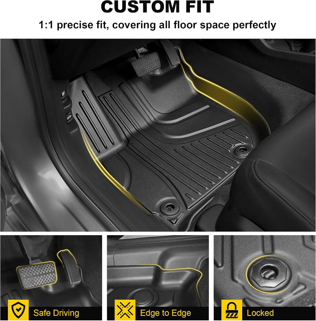 Full Set Floor Mats for Honda HRV 2016-2022 | All Weather TPE Custom Fit HR-V Floor Liners 1st & 2nd Row & Seat Back Mat & Cargo Mat