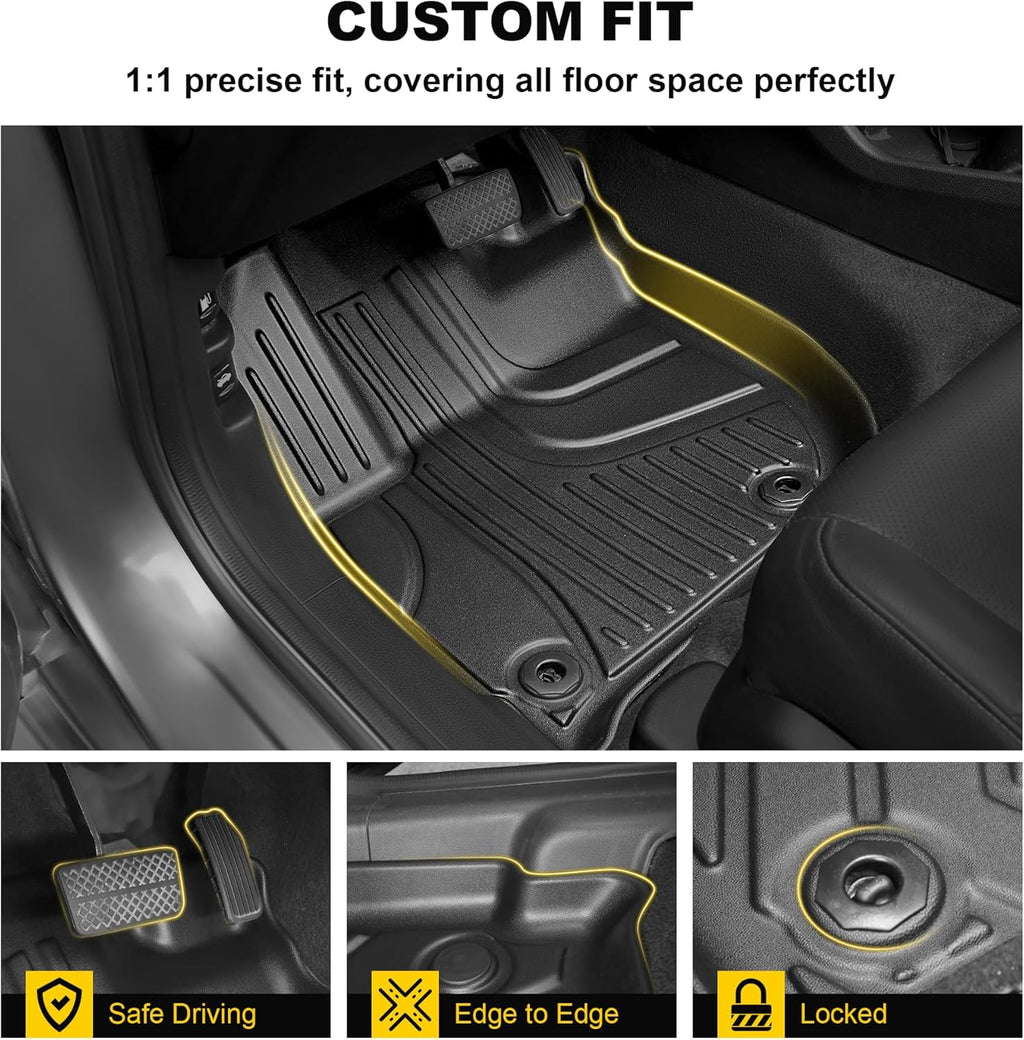 Original Floor Mats & Cargo Liner Fit for Honda HRV 2016-2022 (AWD Models) | All Weather Protection HR-V Car Mats Set - 1st & 2nd Row Full Set TPE Car Floor Liners with Trunk Mat Black