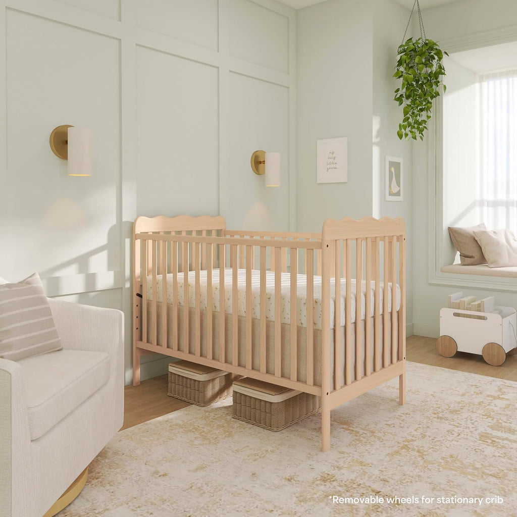 Dream On Me Carson Classic 3-in-1 Convertible Full-Size Baby Crib in Barnwood Natural, GreenGuard Gold & BSA, 4 Mattress Heights, Converts to Day & Toddler Bed, Locking Wheels, Classic Nursery Design