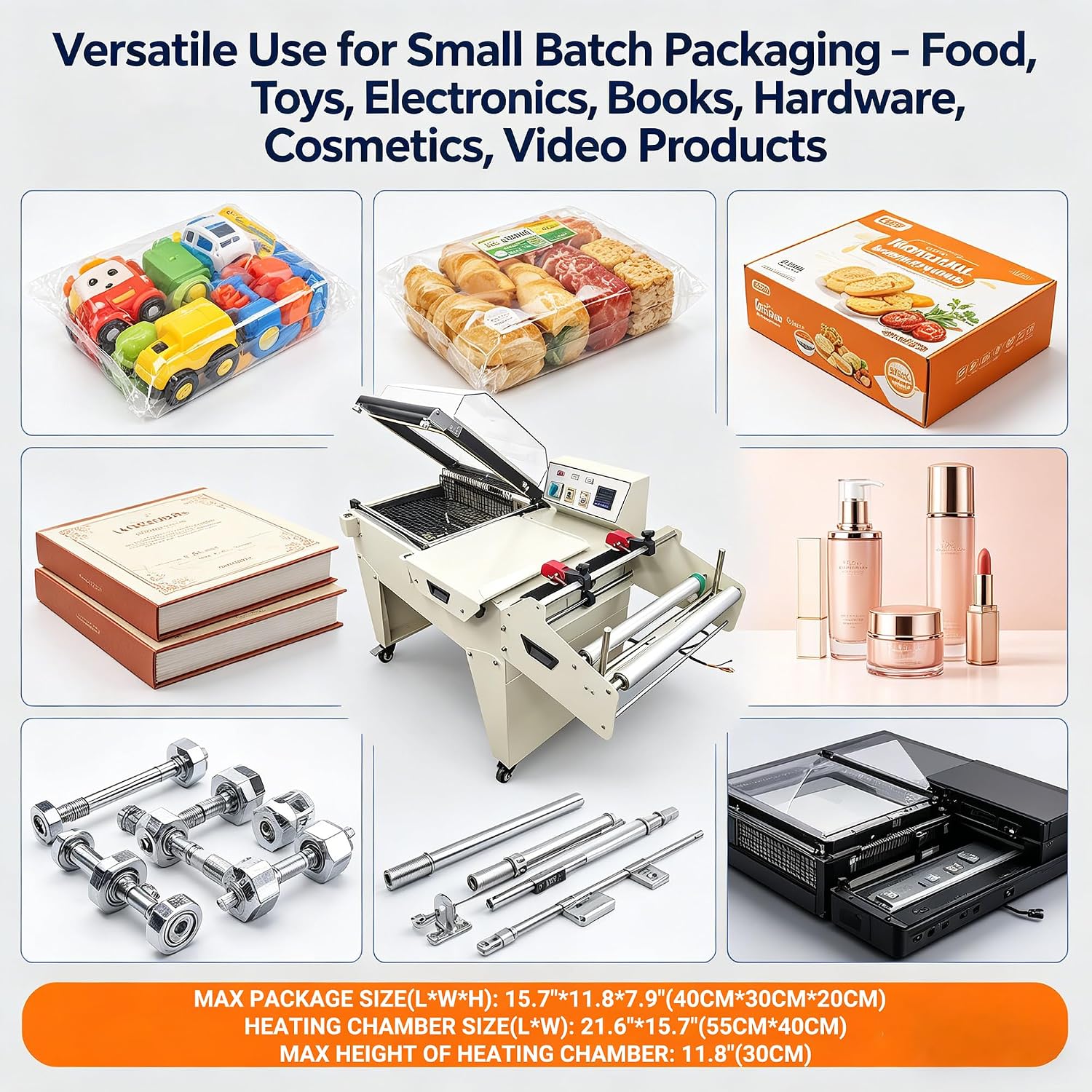 INTBUYING Automatic 2 in 1 Automatic Sealing & Cutting Thermal Shrink Machine L-Shape Sealer & Heat Shrink Tunnel Combo for POF/PVC/PP Film, 3800W for Home Factory School Business FM5540 220V/1PH