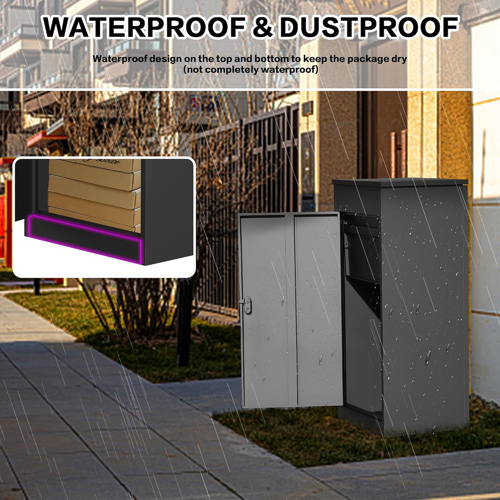 Package Delivery Boxes for Outside,Large Mailbox for Parcel, Anti-Theft Parcel Mailbox with Coded Lock, Wall Mounted Waterproof Home Parcel Box for Porch Yard, Galvanized Steel (19.7'x16.1'x60')