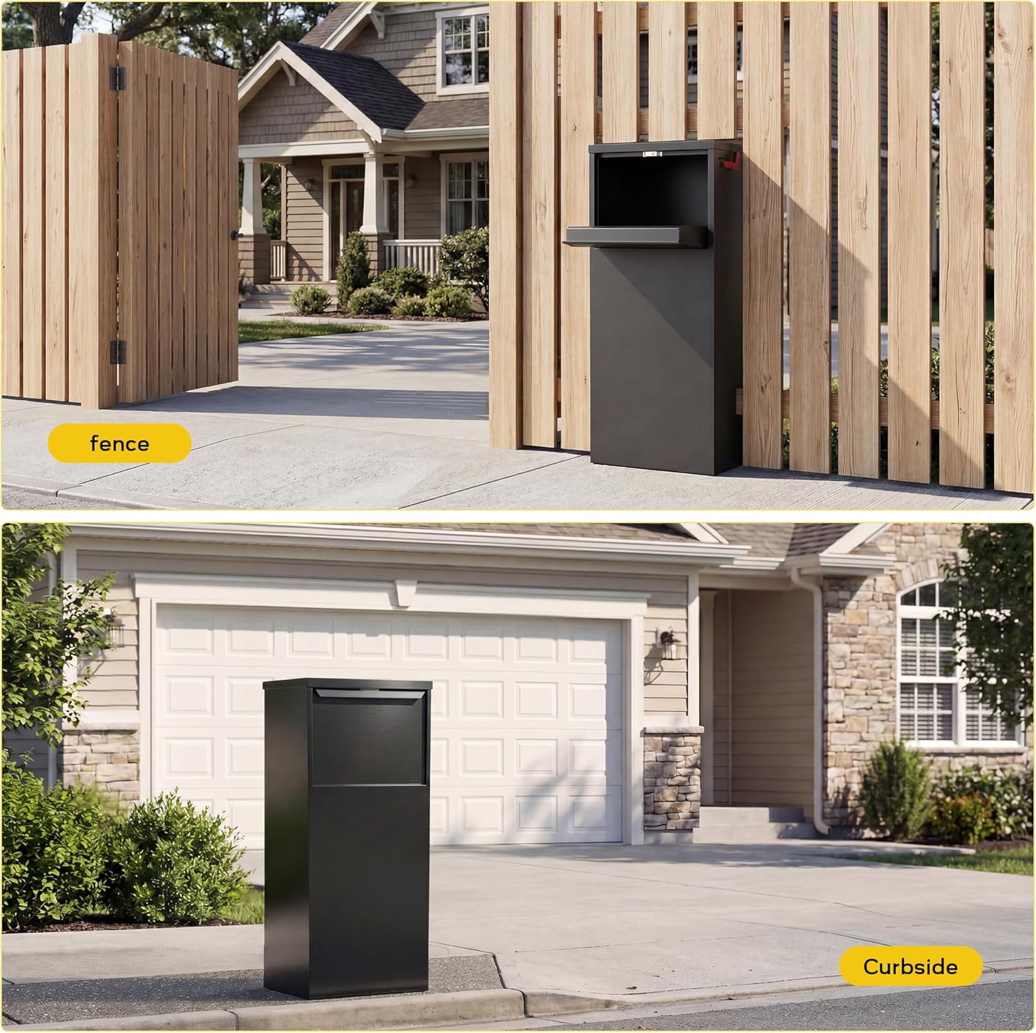 Merapi Large Anti-Theft Package Delivery Box for Outside 43.3' * 18.3' * 14.0' Lockable Parcel Drop Box No Assembly Required Weatherproof Steel Storage for Porch Curbside House – Black