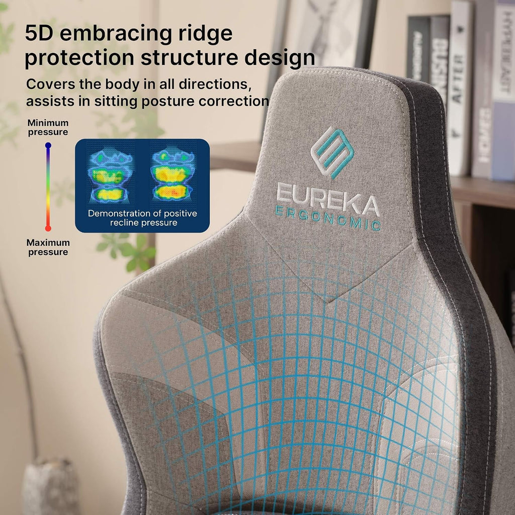 EUREKA ERGONOMIC Gaming Chair GC08, Computer Gamer Chair with Lumbar Support, Ergonomic Gamer Chairs with 4.3in Thicken Seat Cushion, Racing Style Gaming Chairs for Adults, Grey