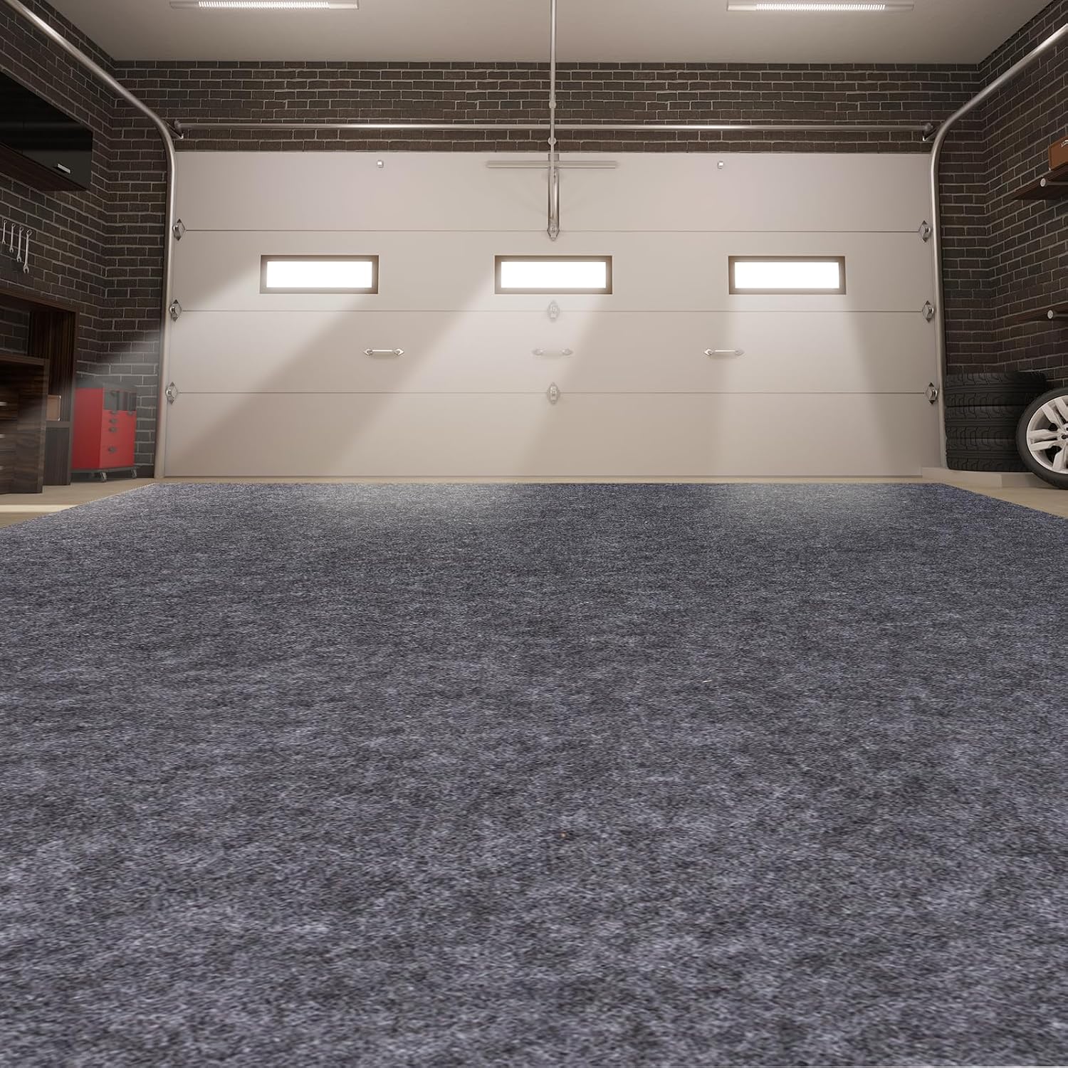 Garage Mats Oversize Garage Floor Paking Mat for Under Car, 8.8 x 22 Ft Non-Slip Gray Garage Flooring Carpets, Absorbent Oil Garage Parking Mat, Waterproof Mats
