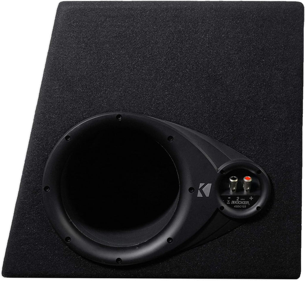 Kicker 43DC122 Comp Dual 12' Subwoofers in Vented Sub Box Enclosure, 2-Ohm Bundle with Rockville dB11 1400W Peak Mono 2-Ohm Car Amp and Bass Remote and RWK81 8 Gauge Amp Installation Kit