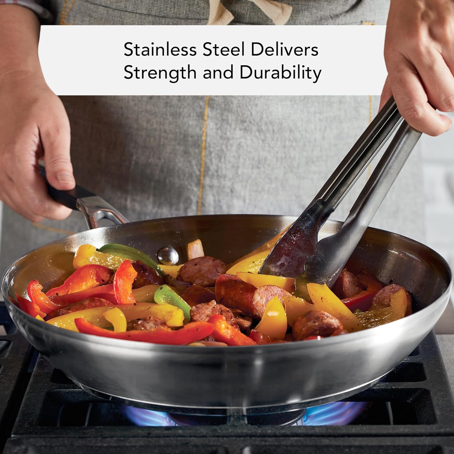 KitchenAid Stainless Steel Cookware Induction Pots and Pans Set, 10-Piece, Brushed Stainless Steel