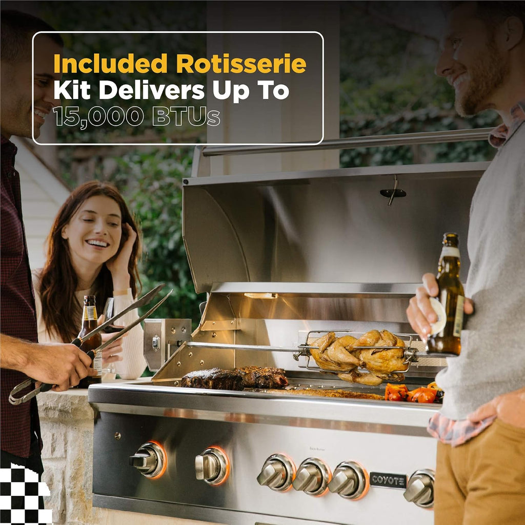 Coyote S-Series Propane Gas Grill, 42-in. 4-Burner Built-in Grill with RapidSear Infrared Burner & Rotisserie - C2SL42LP