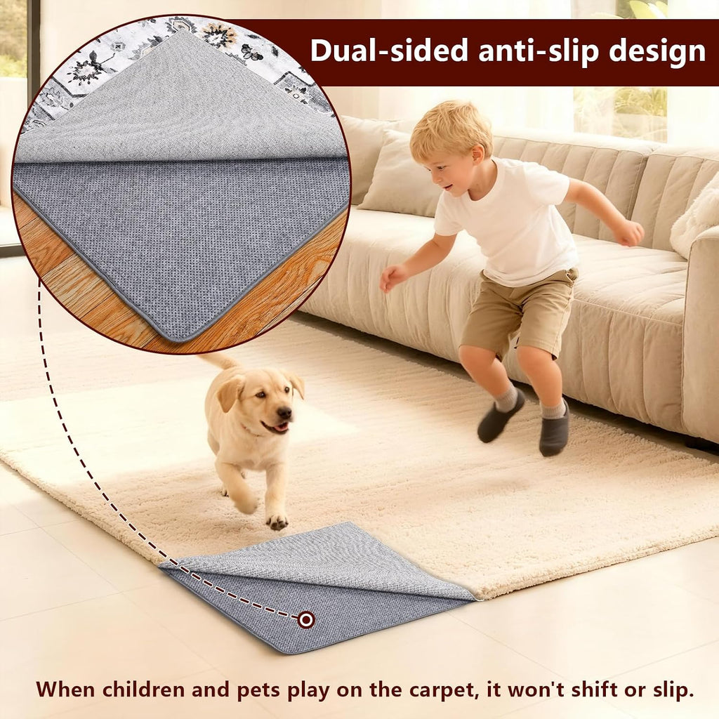 Non Slip Rug Pad Gripper, 10 x 14 Ft Extra Thick Foam Under Area Rug Carpet Pads for Any Hard Surface Floors, Keep Your Carpets Safe and in Place, Prevent Rug from Wrinkling or Buckling
