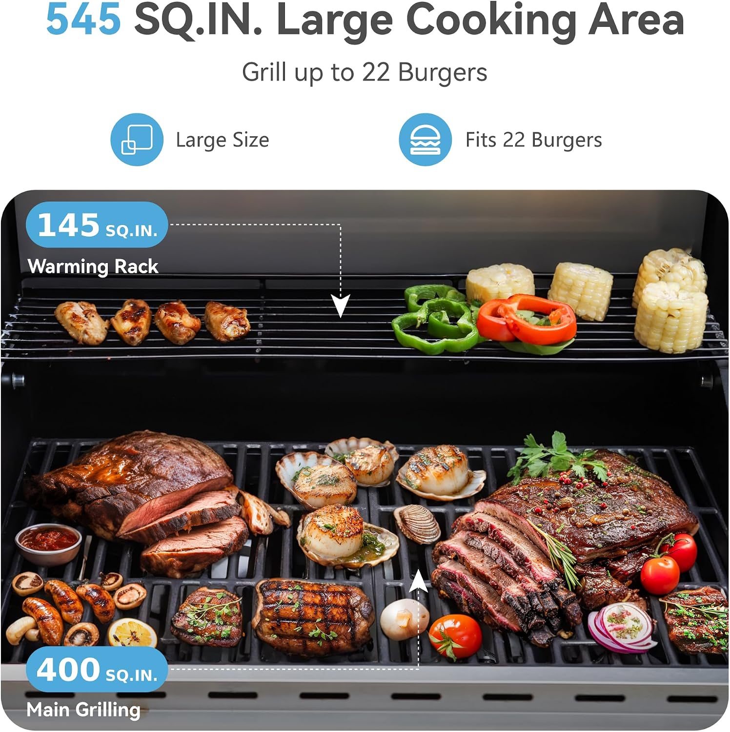 GREEN PARTY 4 Burner BBQ Propane Gas Grill with Side Burner & Porcelain-Enameled Cast Iron Grates, 545 SQIN Grilling Area 42,000 BTUs Barbecue Grill for Outdoor Cooking Garden Patio Backyard, Blue