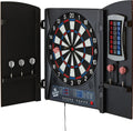 Fat Cat Mercury Electronic Soft Tip Dartboard with Cabinet, 13.5 in Target, 28 Games, 6 Darts Included, Black