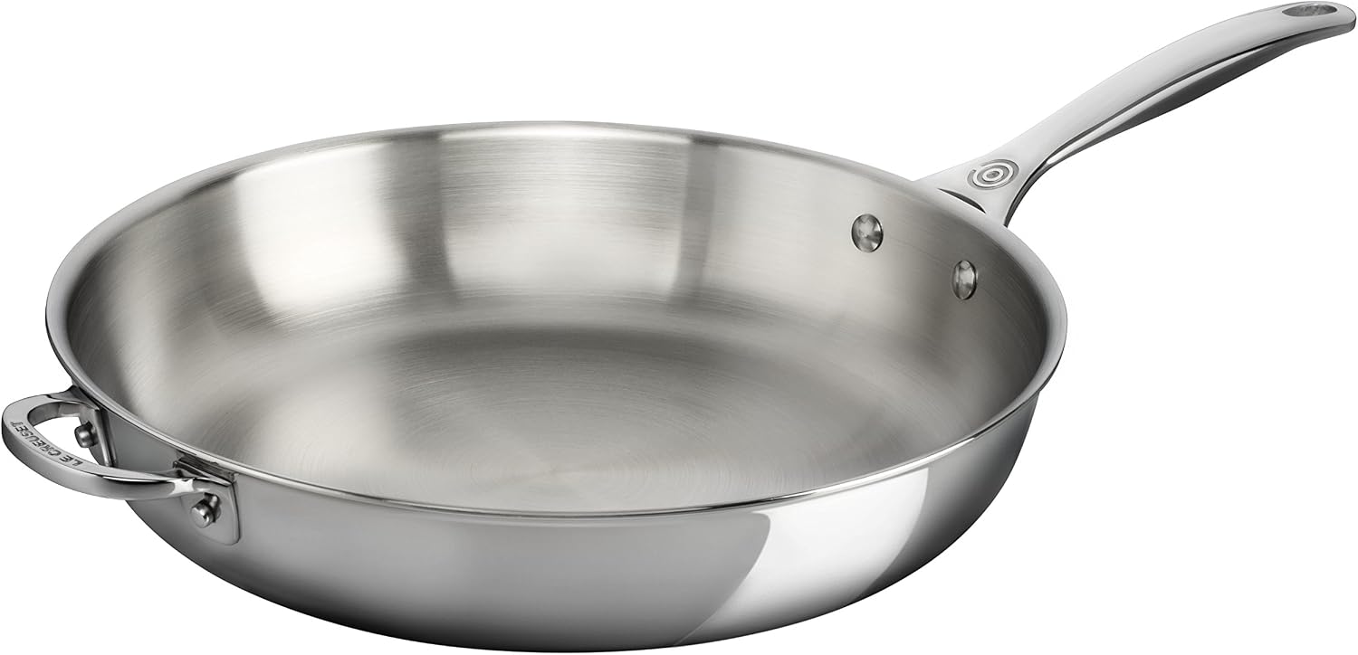 Le Creuset Tri-Ply Stainless Steel 12.5' Deep Fry Pan with Helper Handle