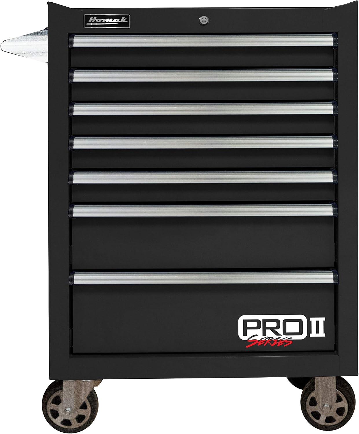 Homak PRO II Series 27' 7-Drawer Roller Cabinet, Black, BK04027702