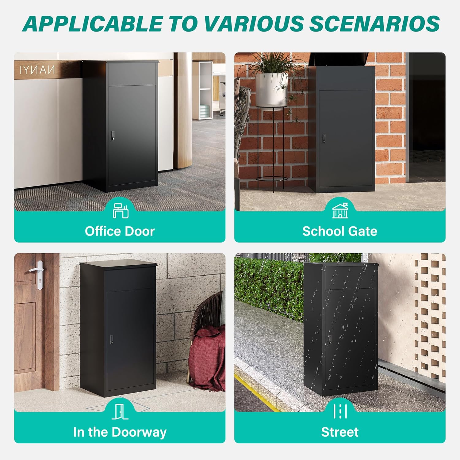 Large Package Delivery Box for Outside with Combination Lock,Parcel Drop Boxes Secure Storage, Anti-Theft Steel Parcel Box, Package Delivery Boxs for Home,Porch, Fence,Curbside (41.3'H)