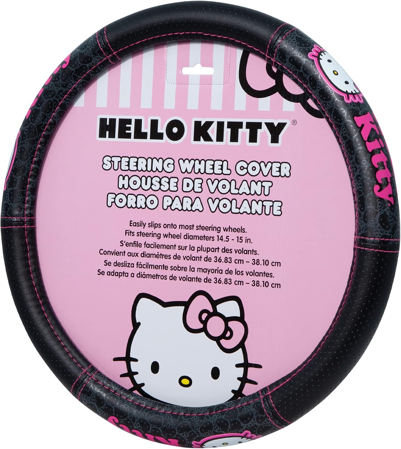 Plasticolor 008890ZA1 Hello Kitty Collage Hot Pink Sanrio Front & Rear Floor Mats and Steering Wheel Cover Set for Car Truck SUV - 5PC