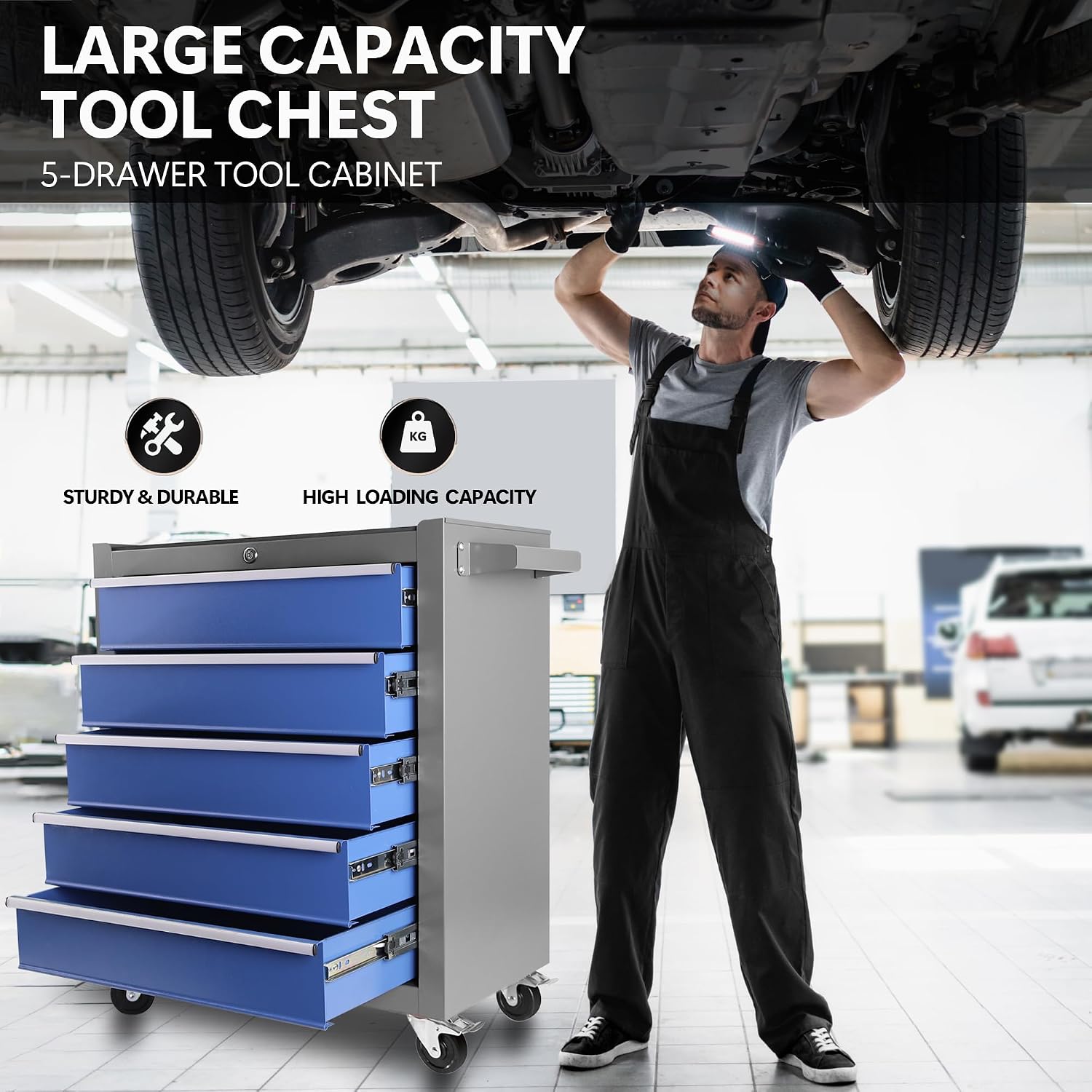5 Drawers Rolling Tool Chest with Wheels, Portable Rolling Tool Box on Wheels, Tool Chest Organizer for Garage, Workshop, Home Crafts Use
