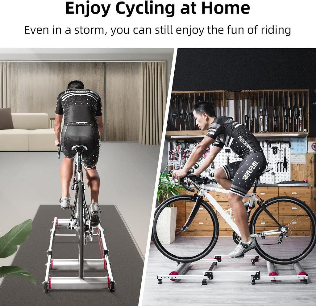 ROCKBROS Bike Rollers Adjustable Bike Trainer Stand Foldable Indoor Cycling Bicycle Roller with Resistance for MTB Road Bike Exercise