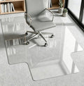 JAMBALAY Irregular Tempered Glass Chair Mat with Lip, 46'x36' Heavy Duty Glass Floor Mat for Carpet/Hard Floors, Carpet Office Chair Mats with Anti-Slip Pads, Thick 0.2″, Clear