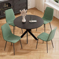 RGZ 36' Round Dining Table Set for 4, 5 PCS Modern Wooden Black Circle Kitchen Table with Steel Legs & 4 Green Velvet Upholstered Chairs for Dining Room, Living Room, Kitchen
