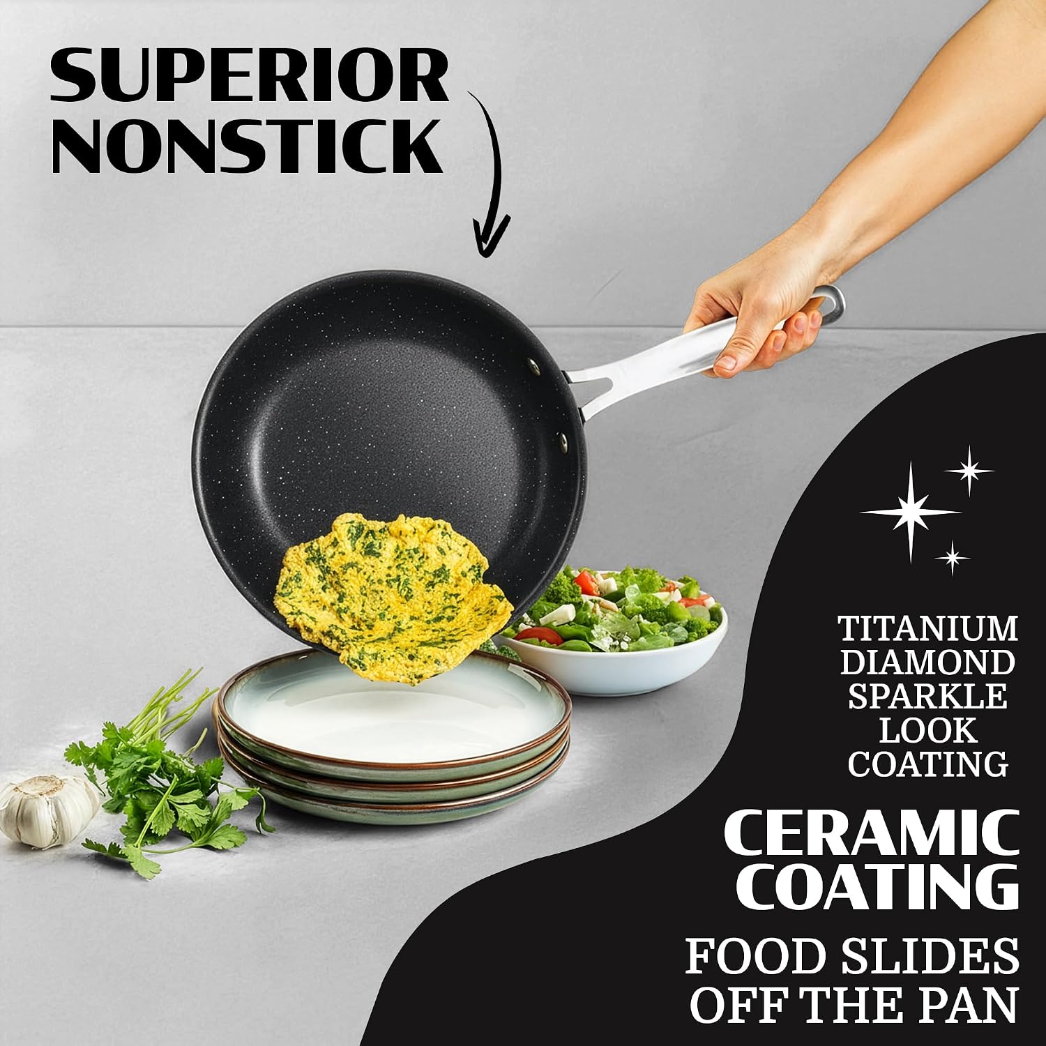 Granitestone Ceraluxe 20 Pc Ceramic Cookware Set Nonstick, Complete Pots and Pans Set Non Stick with 5 Pc Bakeware Set, Deep Frying Pan Set, & Steamer, Non Toxic PFOA Free, Oven & Dishwasher Safe