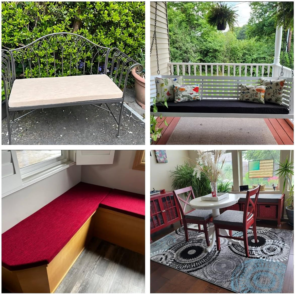 Custom Bench Cushion 72Inch,Indoor Outdoor Patio Furniture Cushions,Non-Slip Bench Pads,Chair Cushion Sofa Pads for Piano Window Entryway Dining Seat,Optional Piping,Removable,Light Gray 18' X 72'X 2'