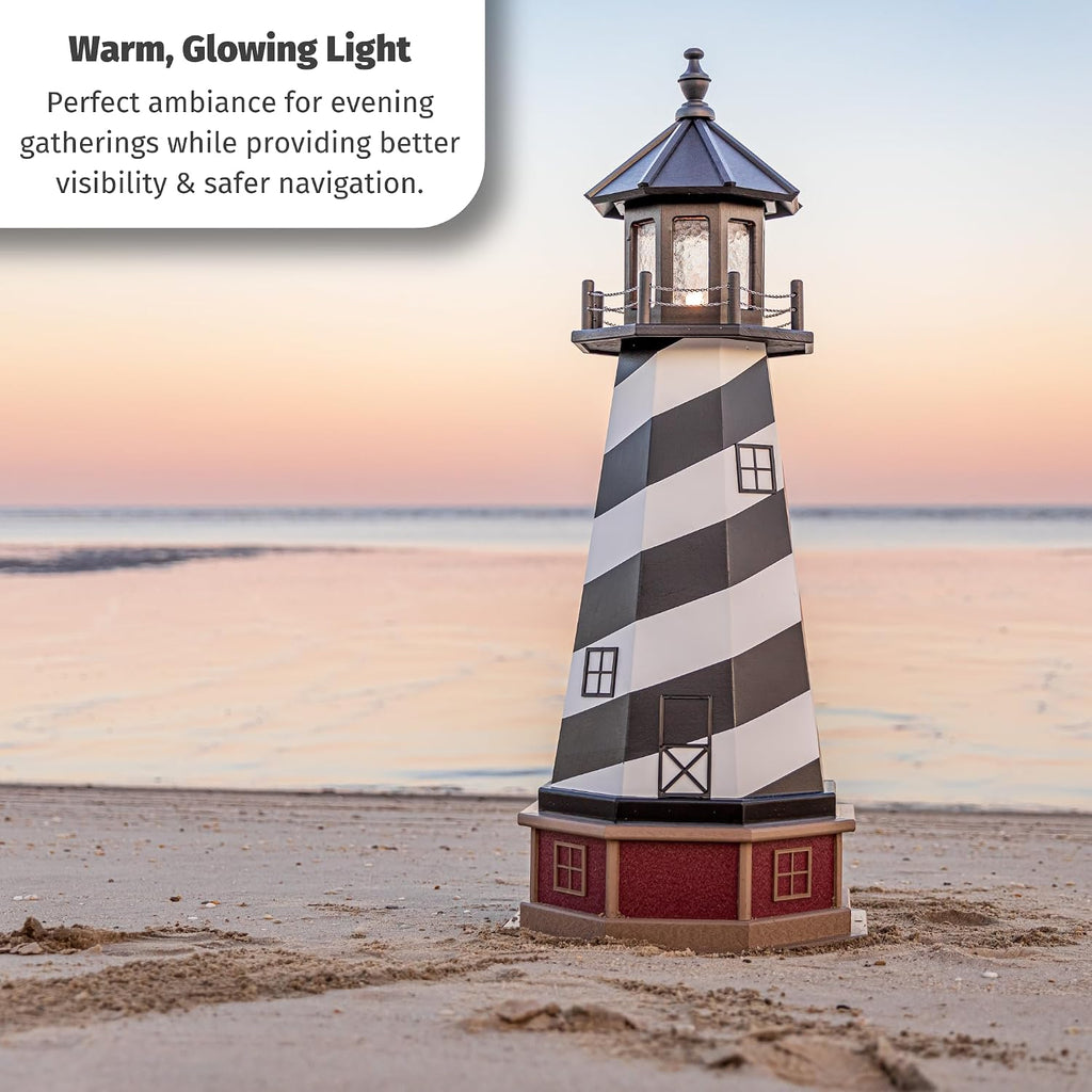 DutchCrafters Solar Powered Lighthouse Kit - Solar Lights Outdoor Waterproof with LED Lights for Outside and Dusk to Dawn Light, Lighthouse Beacon, Backyard Decor - Amish Made in USA