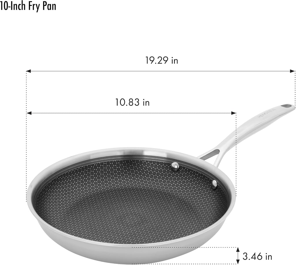 Henckels Paradigm Stainless Steel 10 pc Cookware Set, Tri-Ply Ceramic Nonstick Cookware, Non Toxic Induction Cookware Set, Metal-Utensil & Dishwasher Safe