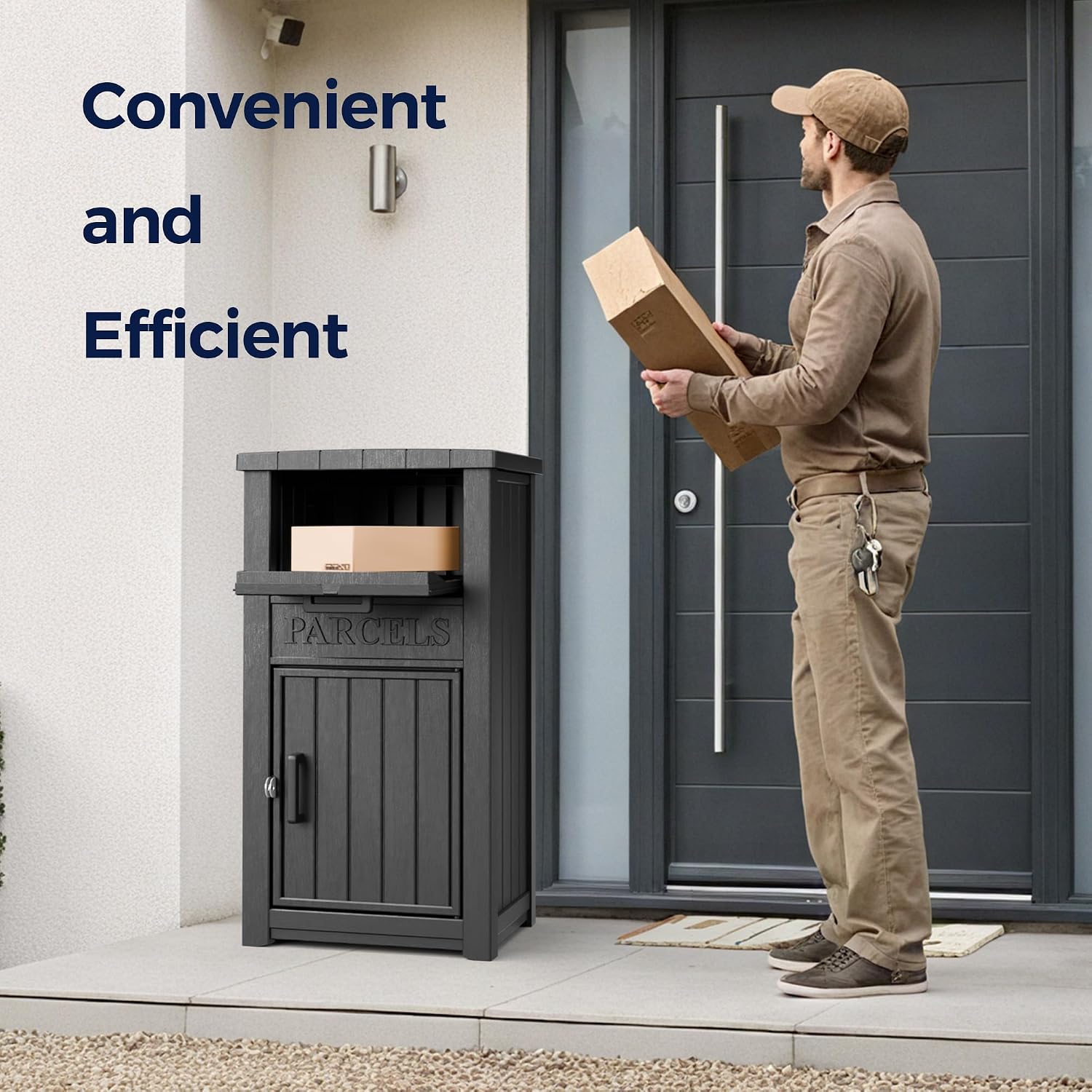Outdoor Package Delivery Boxes, Lockable Anti-Theft Waterproof Delivery Boxes for Outdoor Use, Package Drop Box for for Porch, Curbside, House Storage, Black