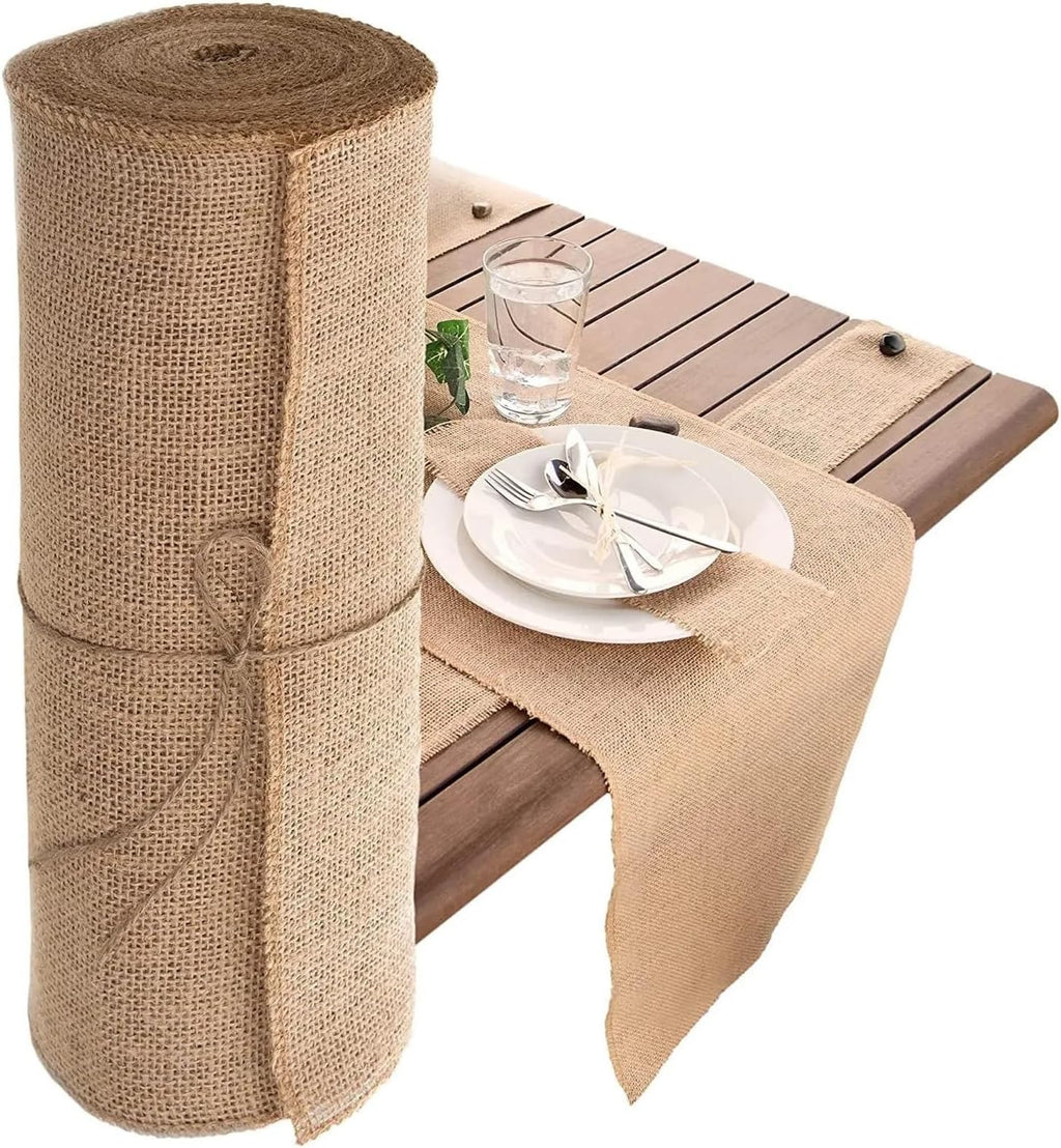 Hessian Fabric， 20M Natural Jute Burlap Fabric Jute 3-30CM Roll Hessian Ribbon Roll Burlap Table Runner Wedding Party Supplies Spring Decoration(Width 30cm)