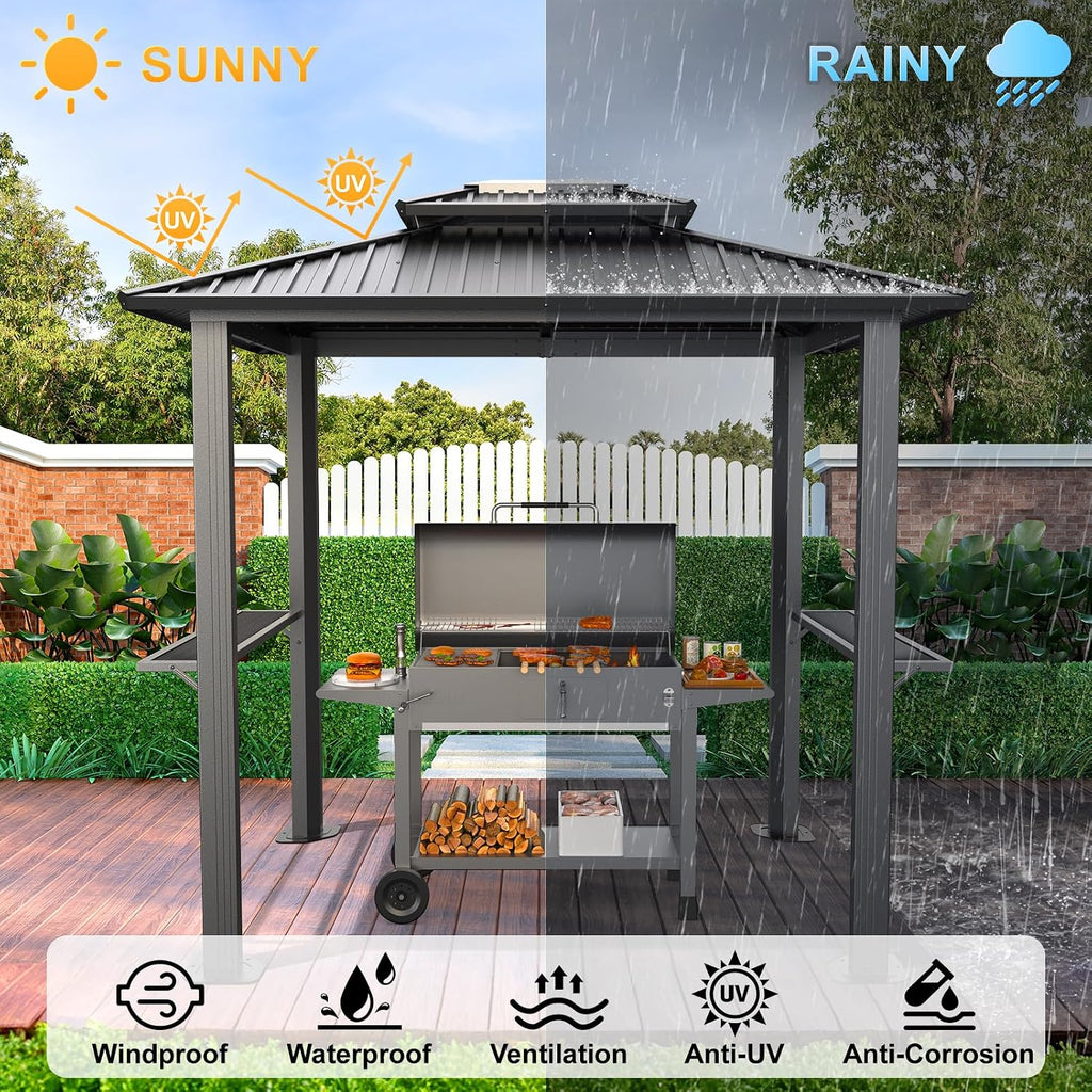 Hoteel 6x8 Hardtop Grill Gazebo,Black