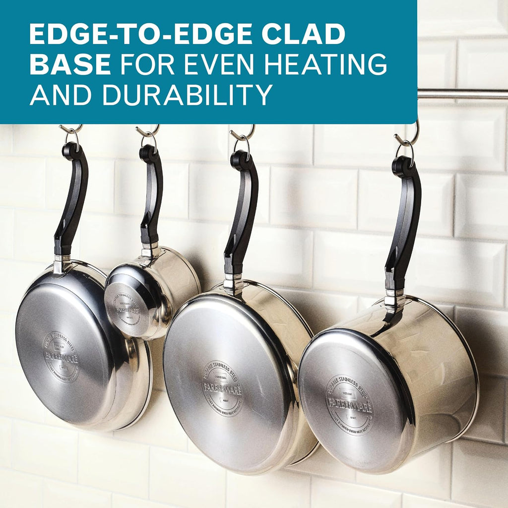 Farberware Classic Series Anniversary Edition Cookware Set, 8-Piece, Stainless Steel Pot and Pan Set