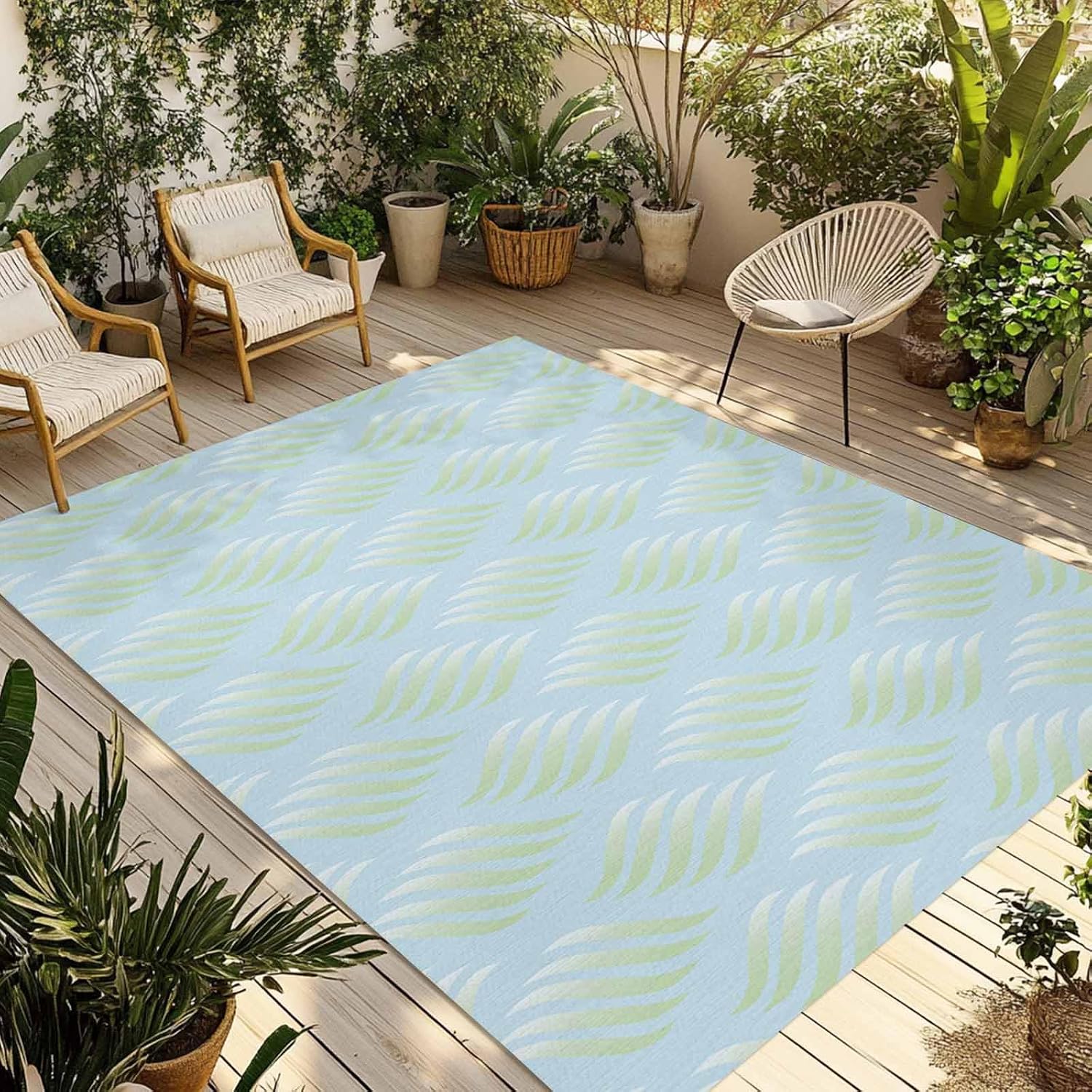 Outdoor Rug 4x6ft Geometric Art Minimalist Style Patio Area Rugs Waterproof Easy Cleaning Non Shedding Thick Mats Abstract Carpet for Indoor Outdoor Porch Deck Backyard Balcony