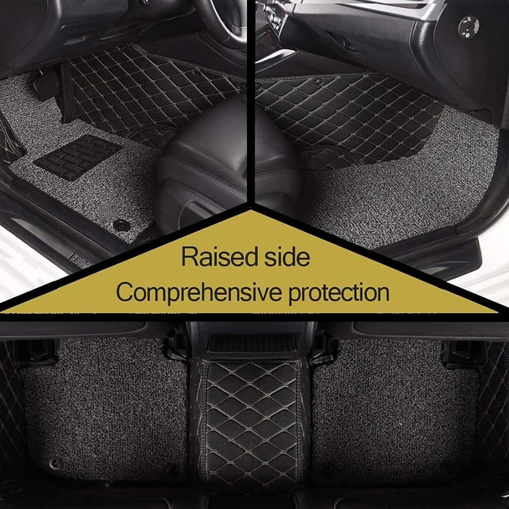Custom Leather Car Floor Mats for Lincoln Aviator(6seats with armrest) 2020-2023, Double Layer Full Coverage Luxury Floor Liners Carpet Waterproof Non Slip Protection Pads Interior Accessories