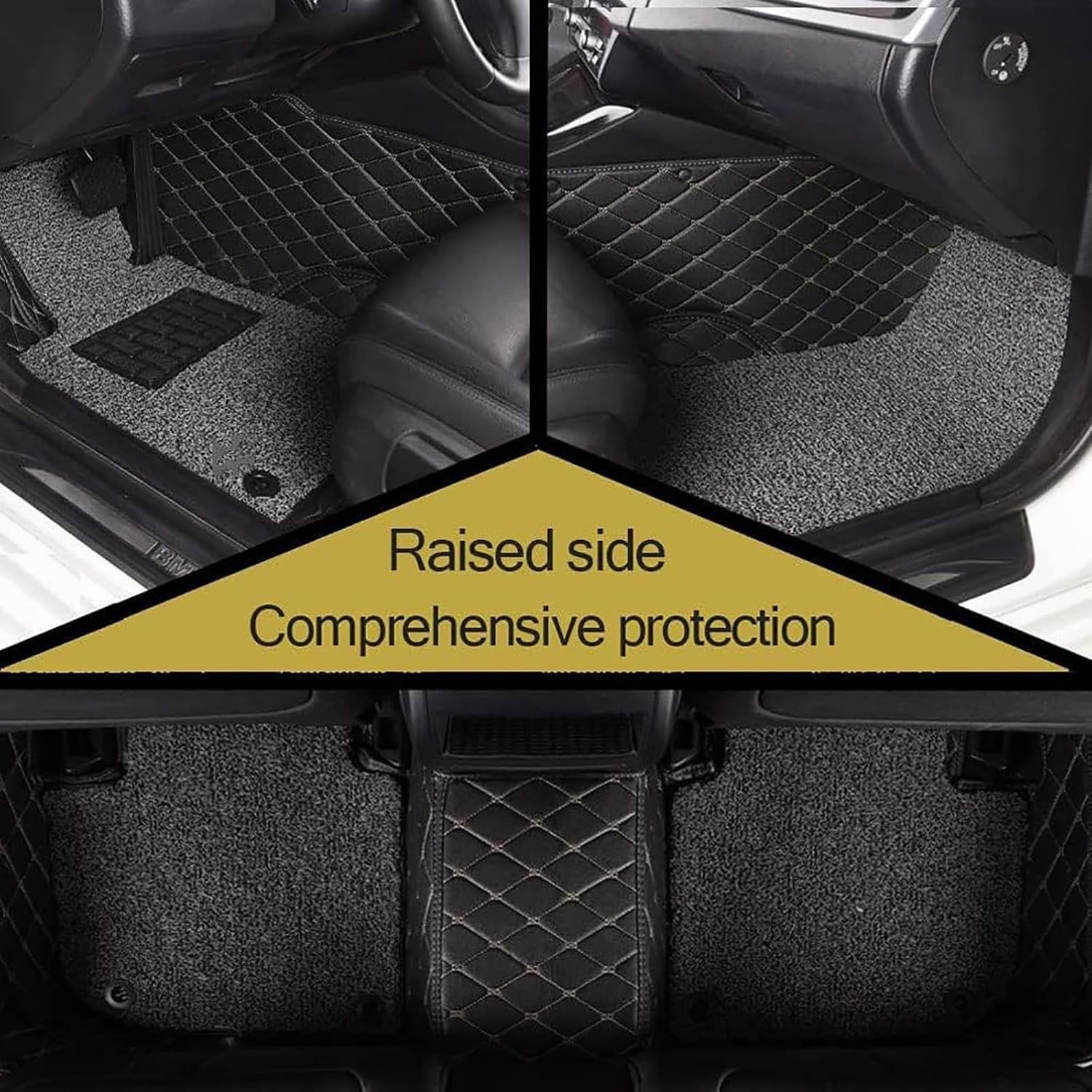 Custom Leather Car Floor Mats for Lincoln Aviator(6seats with armrest) 2020-2023, Double Layer Full Coverage Luxury Floor Liners Carpet Waterproof Non Slip Protection Pads Interior Accessories