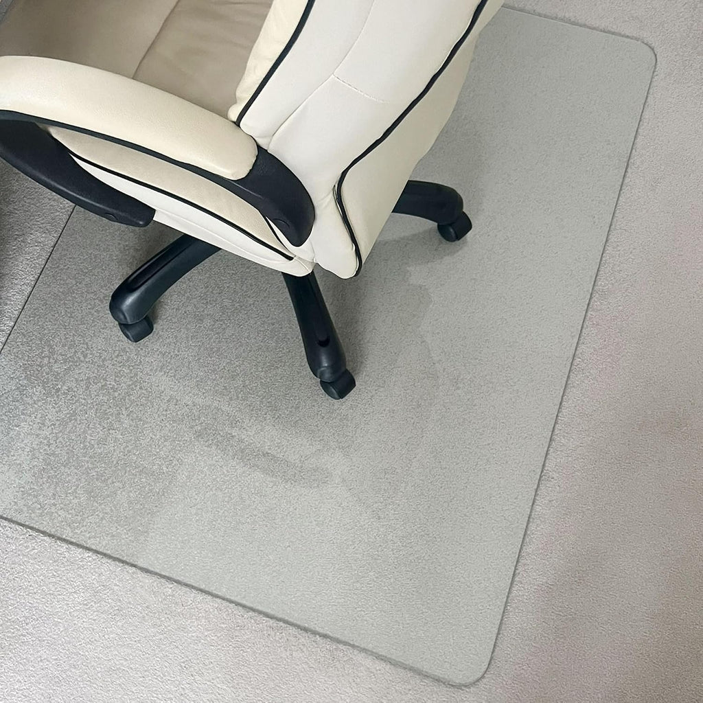 Marvelux Tempered Glass Office Chair Mat for Carpet & Hardwood Floors Clear Carpeted & Hard Floor Protector, Executive Thick Chair Mat for High & All Pile Carpets & Hard Wood with No Slip Pads 36'x40'