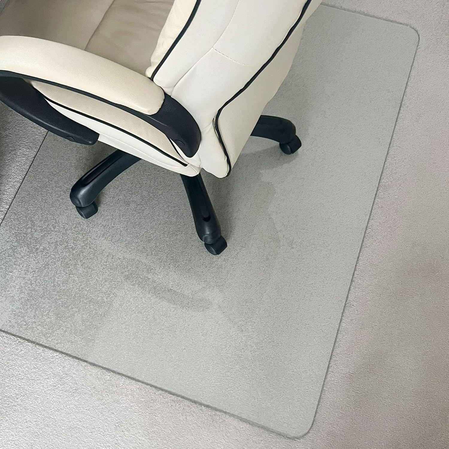 Marvelux Tempered Glass Office Chair Mat for Carpet & Hardwood Floors Clear Carpeted & Hard Floor Protector, Executive Thick Chair Mat for High & All Pile Carpets & Hard Wood with No Slip Pads 36'x40'