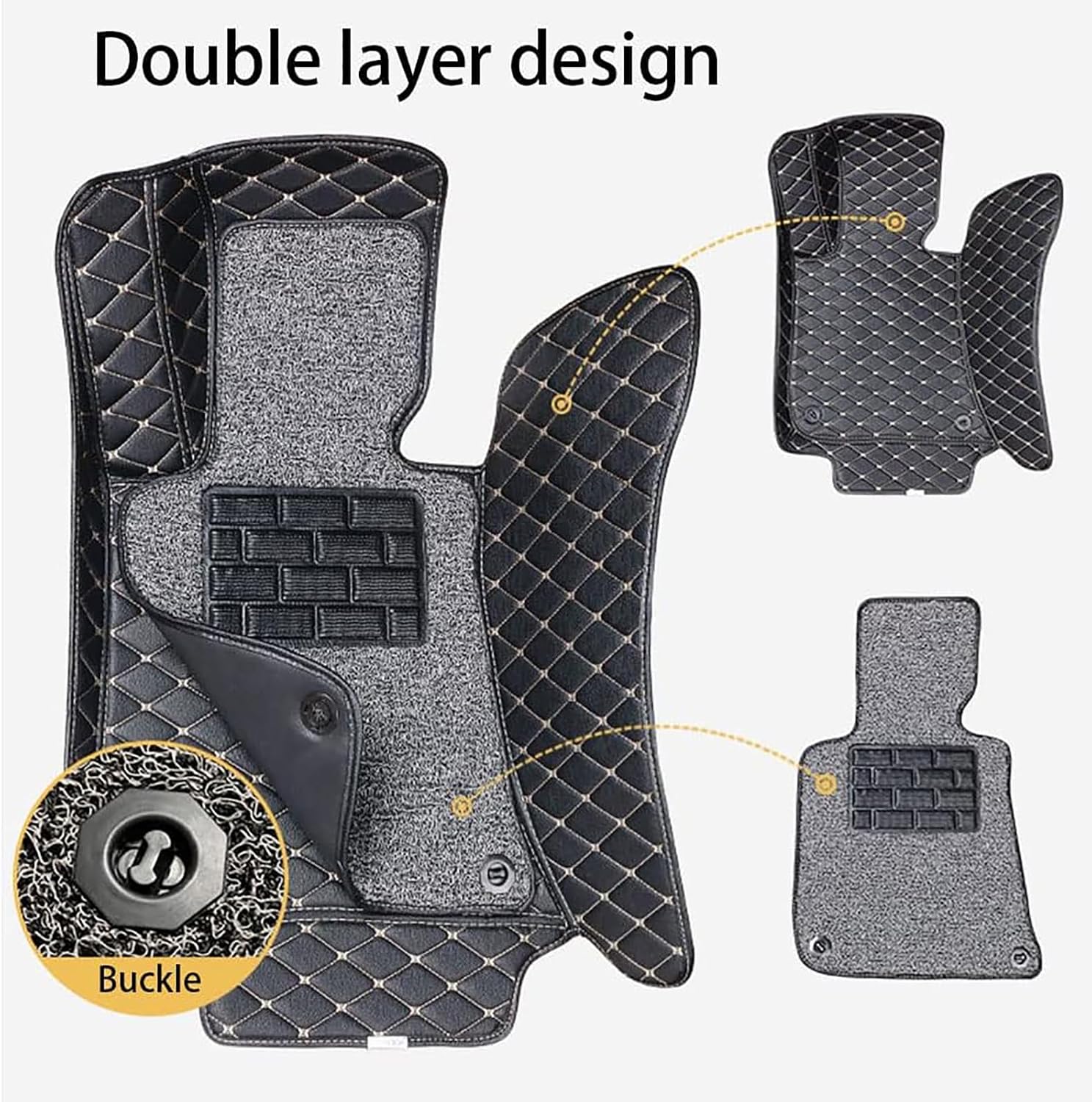 Custom All-Weather Protection Car Floor Mats for Nissan Teana L33 2013-2018, Artificial Leather Front Rear Floor Liners Full Coverage Anti-Slip Carpet Pads Styling Accessories,A/Beige-Gray