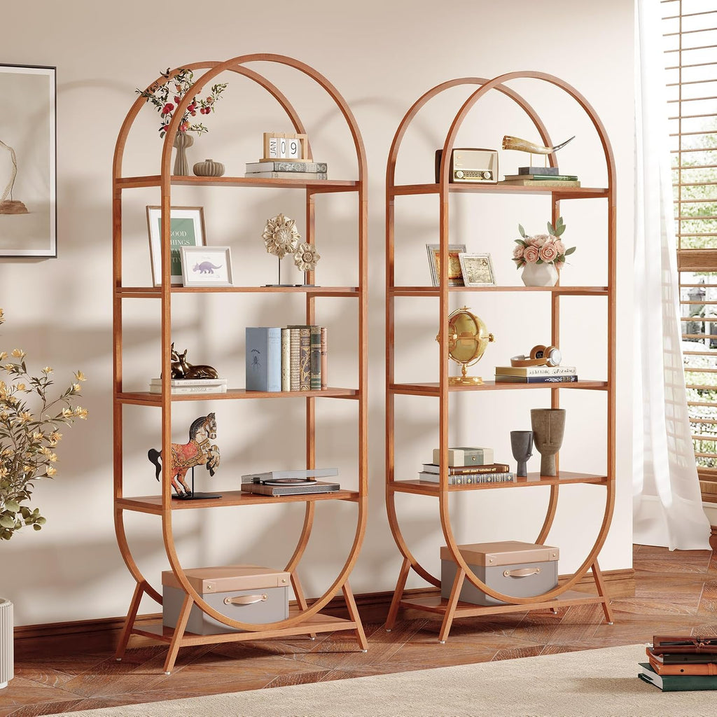Tribesigns Bookshelf 5-Tier Arched Bookcase, 70.9' Tall Modern Open Book Shelves, Storage Shelves with Metal Frame, Freestanding Display Rack for Living Room, Bedroom, Office