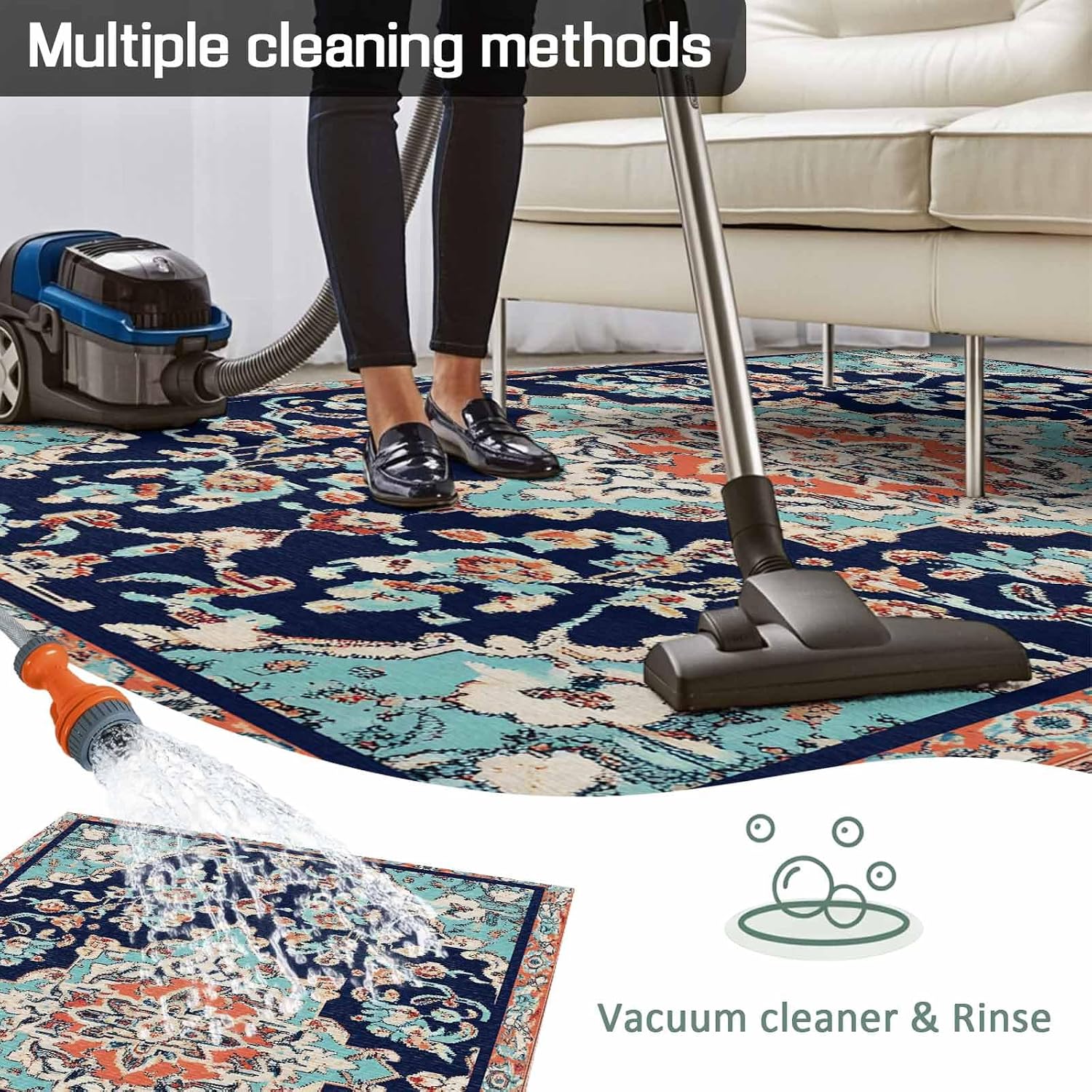 Outdoor Rug 4x6ft Abstract Retro Boho Aesthetic Flower Patio Area Rugs Waterproof Easy Cleaning Non Shedding Thick Mats Mid Century Carpet for Indoor Outdoor Porch Deck Backyard Balcony
