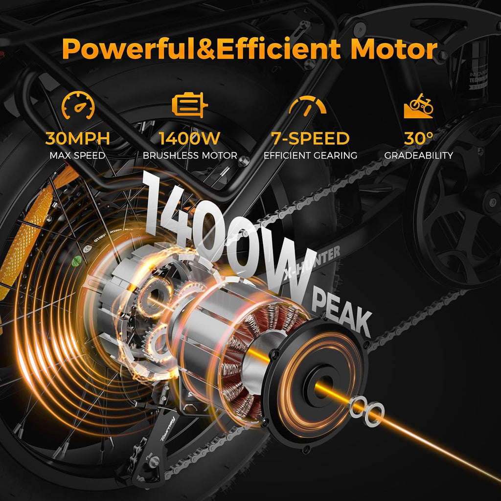 Jasion X Hunter/PRO Electric Bike for Adults,1800W/1400W Peak 20''Fat Tire Foldable Ebike,Folding E Bike Up to 80/70 Miles Range,720/624WH Removable Battery,30 MPH E Bike,Certified by UL2849