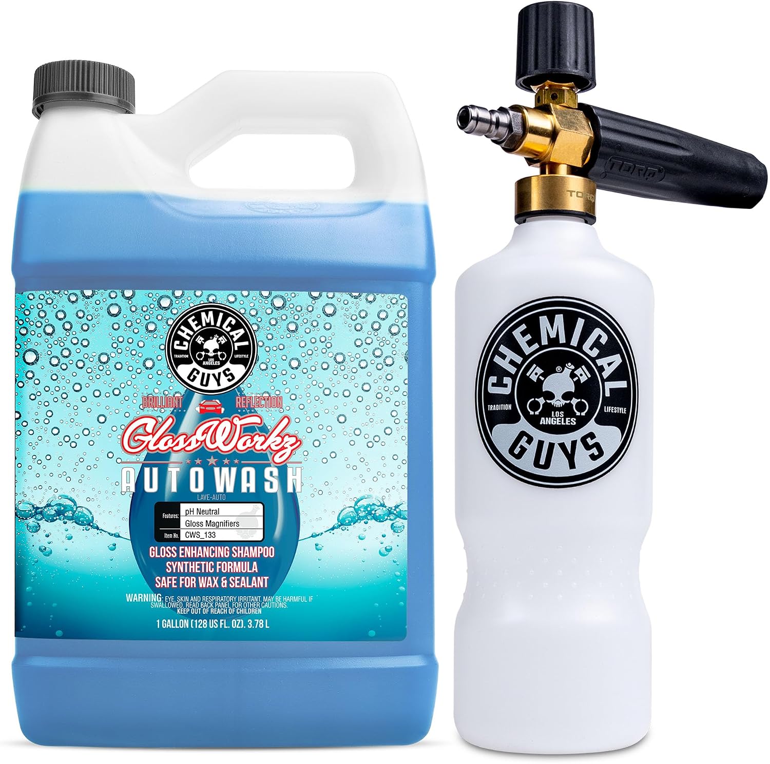 Chemical Guys EQP317 Torq Professional Foam Cannon and Glossworkz Auto Wash, 1 Gal, 128 fl. oz, 1 Pack
