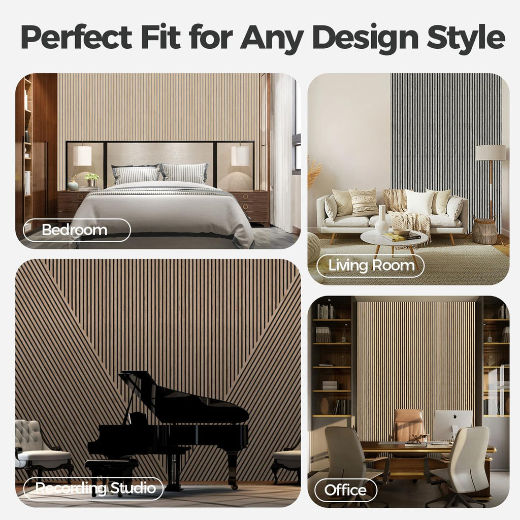 AKUMAX 4 Pack Acoustic Panels,Wood Slat for Wall and Ceiling-Art Acoustic Foam Panels 96x24Inches 3D Wall Panels High Density Sound Dampening Panels (Walnut, 4pcs-24in*48in)