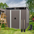 6x5 ft Outdoor Metal Storage Shed with Foundation Frame, Galvanized Steel Tool Shed with Lockable Sliding Door, Transparent Plate and Air Vent, Waterproof Garden Storage House for Backyard, Patio